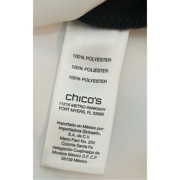 Chico’s Colorblock Fun Nyna Top Blouse White Blue & Black Size 1 Small - Picture 13 of 15